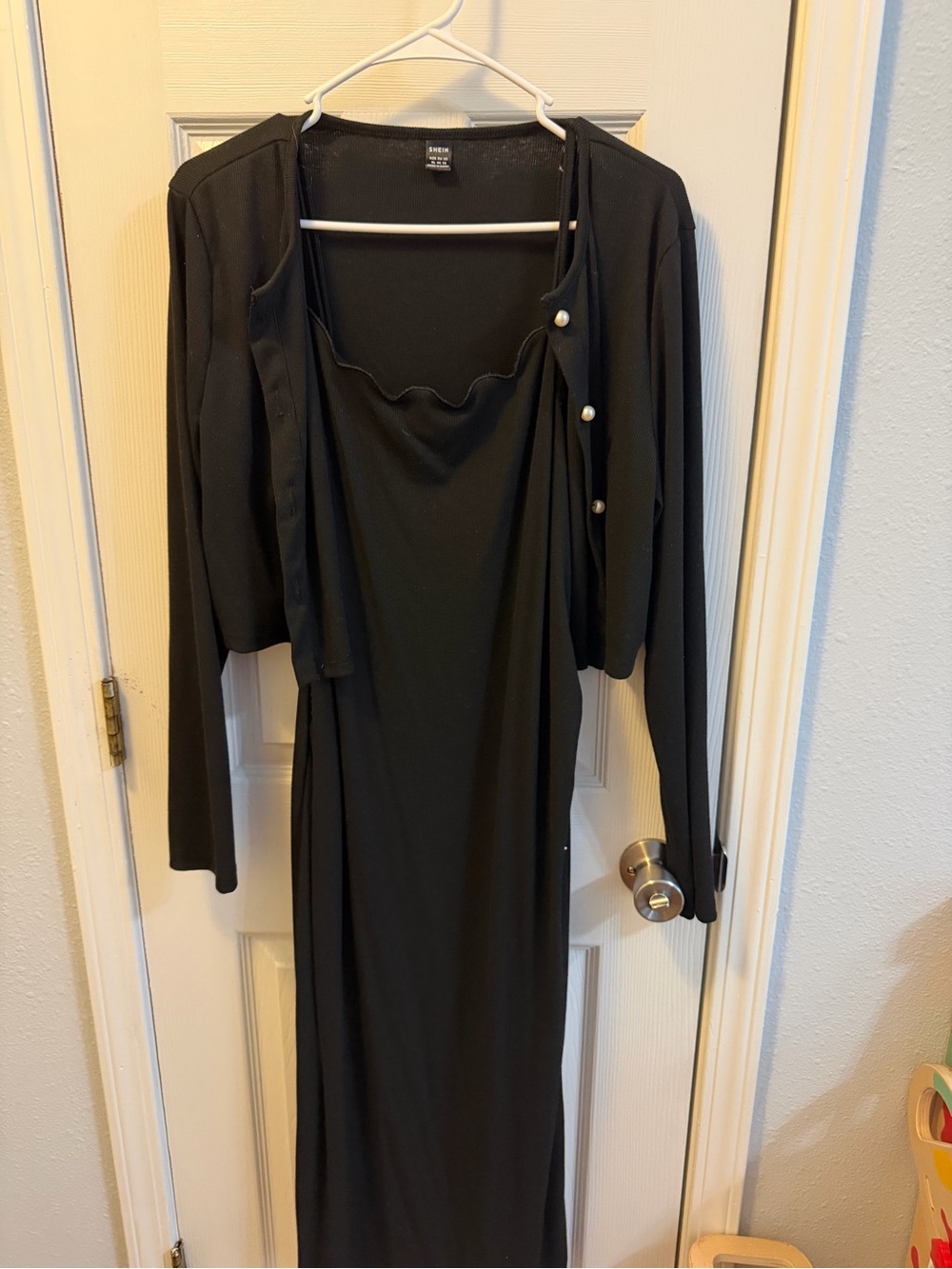 SHEIN Black Maxi Dress with Coordinating Black Cardigan